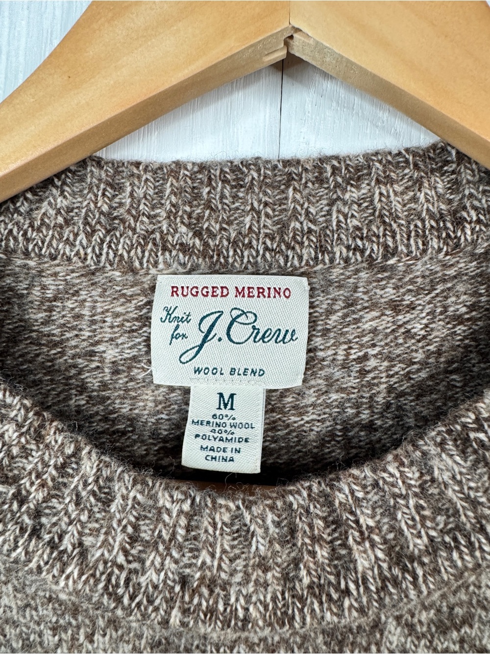 J.Crew Men’s Heather Brown Crewneck Sweater - Picture 2 of 3